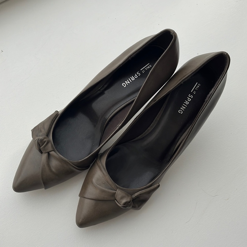 Call it SPRING, 3” kaki heels with bow